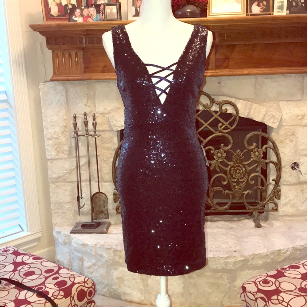 NWT Sz-9/10 B Darlin Navy sequined dress